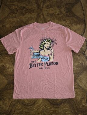 George Graphic Tee In Coral  Retro pin-up girl beach, Unisex Size Medium